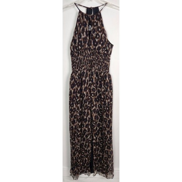 Muse Exclusively For Boston Proper Women's Sz. 2 Silk Leopard Print Maxi Dress - Picture 1 of 8